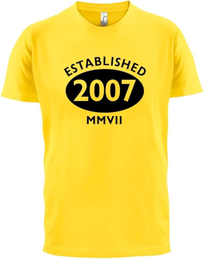 Dressdown 2007 Roman Numerals-9th Birthday-Mens T-Shirt-Yellow-XXL