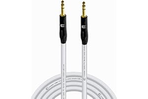 COLUBER CABLE 1/4 TRS Male to 1/4" TRS Male - 20 Feet - White - 1/4 (6.35mm) Stereo Balanced Male to Male Connector for Powered Speakers, Audio Interface or Mixer for Live Performance & Recording