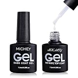 No Wipe Gel Top Coat and Base Coat Set, MIYOUNE UV LED Soak Off Gel Nail Polish kit,2pcs, 0.25 fl oz