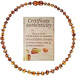 Mommy's Touch® 100% Natural Amber Teething Necklace For Babies (Cognac) - Anti-Inflammatory & Teething Pain Reducing Properties Unisex Necklace With Twist-in Screw Clasp