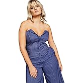 Royalty by Maluma Women's Pinstriped Bustier Top (Blue White Stripe, 0)
