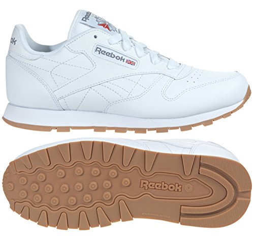Reebok V69624 Juniors Classic Leather Shoe, White/Gum - 4