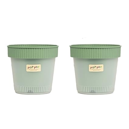 Inomata 7080 Indoor Outdoor Flower Pots Planters Set Of 2 With 5