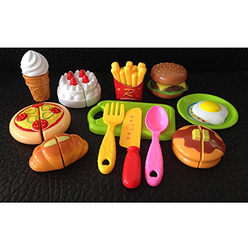 Lanlan Kitchen Cuting Food Playset Pretend Cutting Playset Pretend Toy for Kids Children Hamburger fries