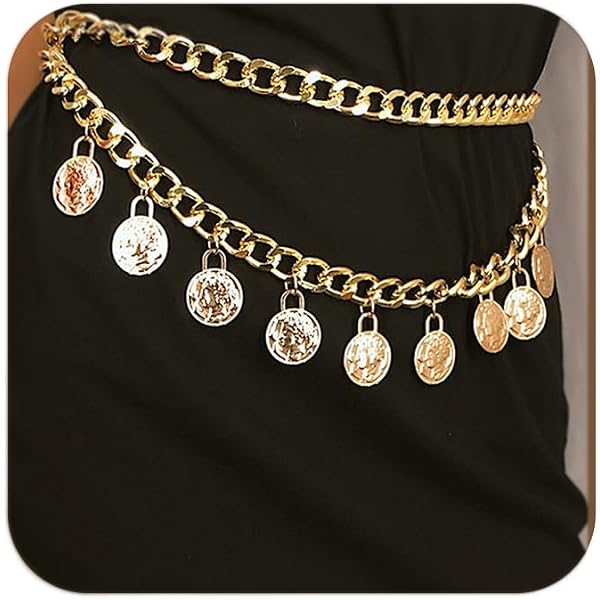 Amazon.com: MODRSA Chain Belt Gold Chain Belt for Women  display picture 2