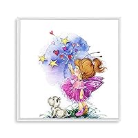 Framed Canvas Wall Art Cartoon Pattern Canvas Prints Home Artwork Decoration for Children's Room,Bedroom - 16x16 inches