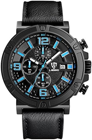 LIEBIG ZHG13 Fashion Quartz Watch with Large Face Military Style Waterproof Sport Stopwatch - Blue