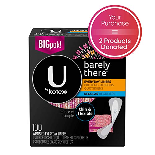 U by Kotex Barely There Liners, Light Absorbency, Unscented, 100 Count