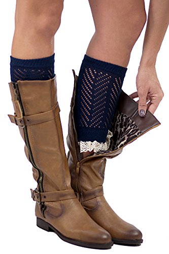 The Original 2 Button Lace Boot Cuffs Navy by Modern Boho - Thumbnail 2