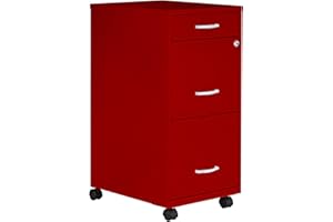 LORELL LYS SOHO Box/File/File Mobile Red File Cabinet, 3 Drawer
