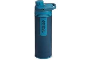 GRAYL UltraPress Water Purifier & Filter Bottle for Hiking, Backpacking, and Travel (Forest Blue)