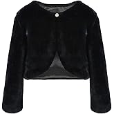 Abbyabbie.Li Girls Long Sleeve Cardigan Cotton Bolero Shrug Long Sleeve Top Cute Jacket Outwear White for Girls Size 2-8