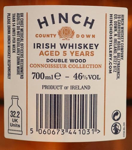 Hinch Irish Whisky aged 5 years Connoisseur Collection 46% vol • triple distilled double wood • Madeira Wine Cask Finish (1 x 0.7 l) 2