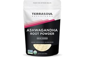 Terrasoul Superfoods Organic Ashwagandha Root Powder, 1 Lb - Stress Adaptogen | May Improve Sleep | Lab-Tested for Quality