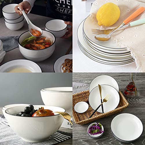 image for handrong 18 Pieces Dinnerware Set - 4pcs Porcelain Bowls, 2pcs Ceramic