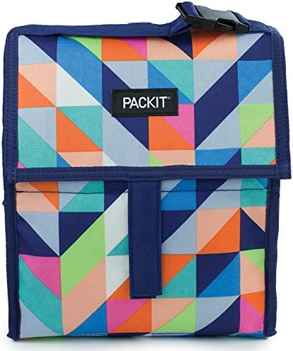 PackIt PACK IT 10 inch 10 hour Freezable Foldable Reusable Multipal Uses Lunch Bag with Adjustable Strap (ParadiseBreezeColor)