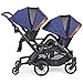 Contours Curve Tandem Double Stroller for Infants, Toddlers or Twins - 360° Turning, Multiple Seating Options, Indigo Blue