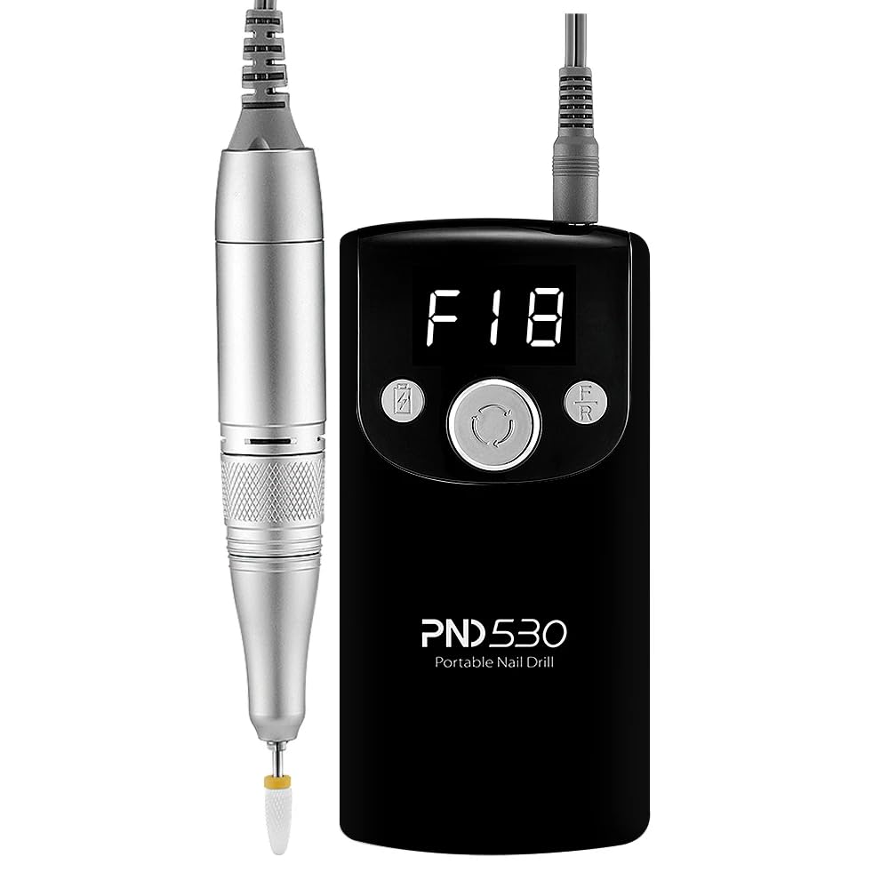 Global Fashion Cordless Rechargeable Electric Nail Drill | Portable Nail Drill with 30000 RPM Motor for Acrylic, Gel, and Polygel Nails | (PND530 | Black)