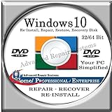 WINDOWS 10 SYSTEM REPAIR & RE-INSTALL 32 Bit & 64 Bit BOOT DISK: Repair & Re-install any version of Windows 10 Home, Professional and Enterprise (Repair-Restore-Reinstall)