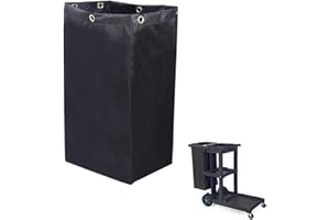 HOWOSO Replacement Janitorial Cart Bag, High Capacity Waterproof Thickened Housekeeping Commercial Janitorial Cleaning Cart Bag with 6 Brass Grommets - 25 Gallon (Black)