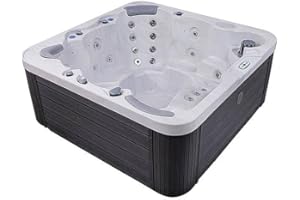 Bueno Spa Jersey 6 - Person 46 - Jet Acrylic Hot Tub with New Arctic Max Insulation, Ozonator, and Cover in Ice White