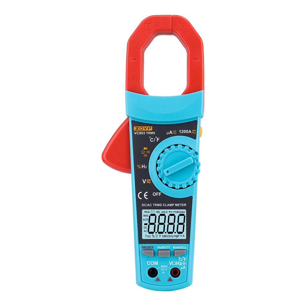 ZOYI VC903 Industrial Digital Clamp Meter, True-RMS 6,000 Counts, 1200A AC/DC, CAT IV 600V, up to 1000V DC, Auto/Manual Range, Temperature