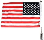 Pro Pad RFM-FXD4 Rear Fixed Motorcycle Flag Mount Kit and 6" x 9" USA Flag, for the Nostalgia Rack, 3/8" Round Bar, Stainless Steel, Made in the USA