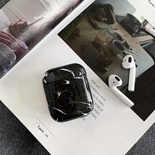 Urberry Trendy Marble Cases for Airpods, Airpod Skin Protector, Airpod Accessories, Shock-proof Silicone Skin for Apple AirPods Charging Case (Black)