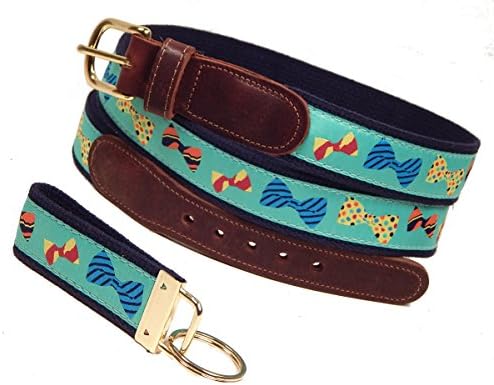 Bow Ties Ribbon Belt, Mint Green, Sizes 30 to 50, FREE Matching Key Ring