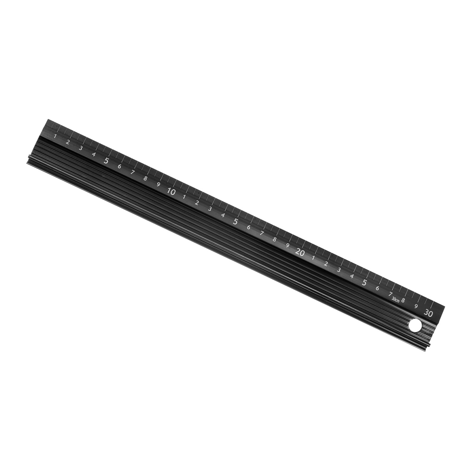 Kozelo Raised Grip Metal Ruler - [30cm ] Aluminum Alloy Precise Measurement Cutting Straight Protective Ruler Ruler Black for Office Measure Cut Drawing Use, 1mm Precision