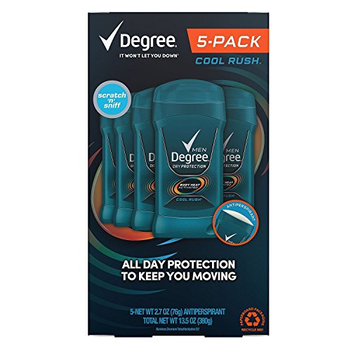 Degree Men Deodorant Dry Protection Body Heat Activated Cool Rush 5 Pack (2.7ozÃ—5) 48 Hour Anti-pespirant