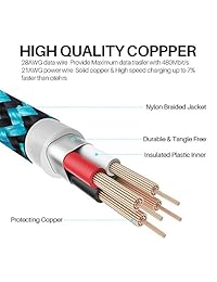 EVISTR - Cable de carga USB tipo C (3 unidades, 5.9 ft, para smartphones, cargador USB trenzado de nailon, cable de sincronización de datos para Samsung Galaxy S9 S8 Note 8, Pixel, Nintendo Switch y más)