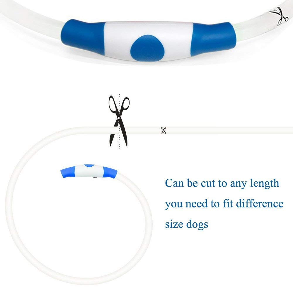 Illumifun Led Dog Collar, USB Rechargeable TPU Cuttable Light Up Collar Make Your Dogs Seen & Safe in the Dark (Royal Blue)