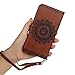 Badalink A11 Case,Galaxy A11 Case - Wallet 3D Embossed Flower Magnetic Flip Cover PU Leather Kickstand Card Holders Soft TPU Inner Case Hand Strap & Dust Plug & Stylus Brown