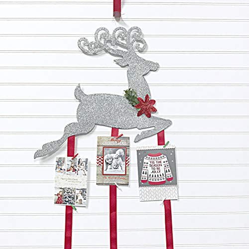 Christmas Card Holder - Reindeer (Silver Glitter)