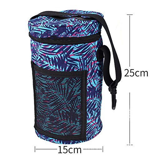 Vpang Portable Knitting Yarn Bag Round Tote Bag Crochet Hooks Needles Yarn Organizer Storage Bag Wool Skeins Yarn Ball Holder with Shoulder Strap, Blue (Medium)