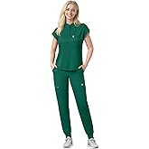 Eipnare Scrubs Set for Women Medical Uniform Nurse Suit, Anti-Wrinkle Scrub Top Jogger Pant&11 Pockets,4 Way Stretch Workwear