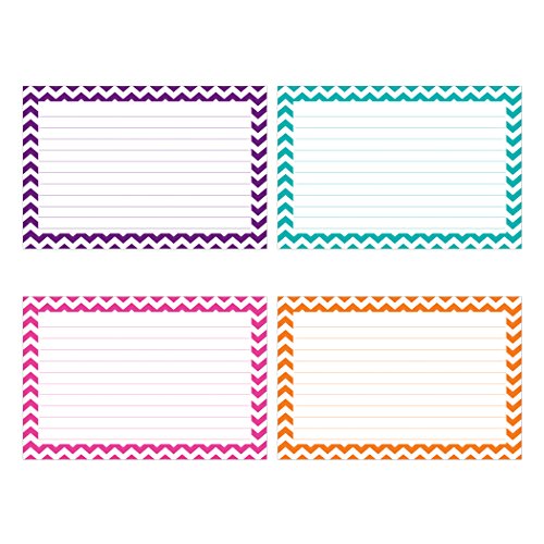 Top Notch Teacher Products Border Lined Index Cards (75 Count), 4" x 6", Chevron Assorted
