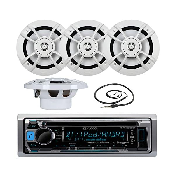 Great-New-KMR-D365BT-Kenwood-Marine-Boat-Yacht-Outdoor-Bluetooth-Stereo-CD-MP3-Player-USB-iPod-iPhone-Pandora-AMFM-Reciver-4-X-Kenwood-65-Inch-Waterproof-Speakers-Enrock-Antenna-Marine-Audio-Kit Great-New-KMR-D365BT-Kenwood-Marine-Boat-Yacht-Outdoor-Bluetooth-Stereo-CD-MP3-Player-USB-iPod-iPhone-Pandora-AMFM-Reciver-4-X-Kenwood-65-Inch-Waterproof-Speakers-Enrock-Antenna-Marine-Audio-Kit