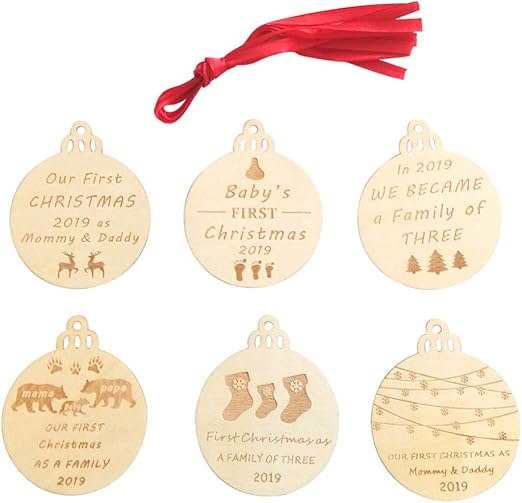 Amosfun Adornos de Madera de Navidad Redondos Discos de Madera rodajas