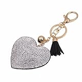 Novelty Key Chain, FTXJ Fashion Love Rhinestone Tassel Keychain Bag Handbag Key Ring Car Key Pendant (Black)