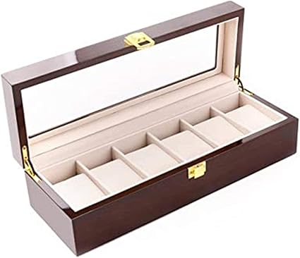 Feibrand Caja de Reloj de Madera 6 Ranuras (marrón): Amazon.es: Relojes