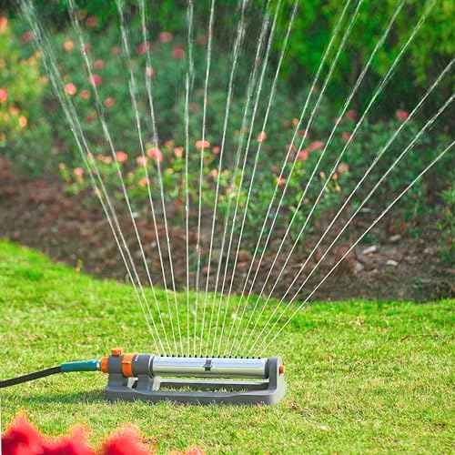 Lawn Sprinkler, Oscillating Sprinkler for Yard, 3-Way Adjustable with 18 Precision Nozzle for Garden, Small Areas, Garss, Outside Heavy Weight Base