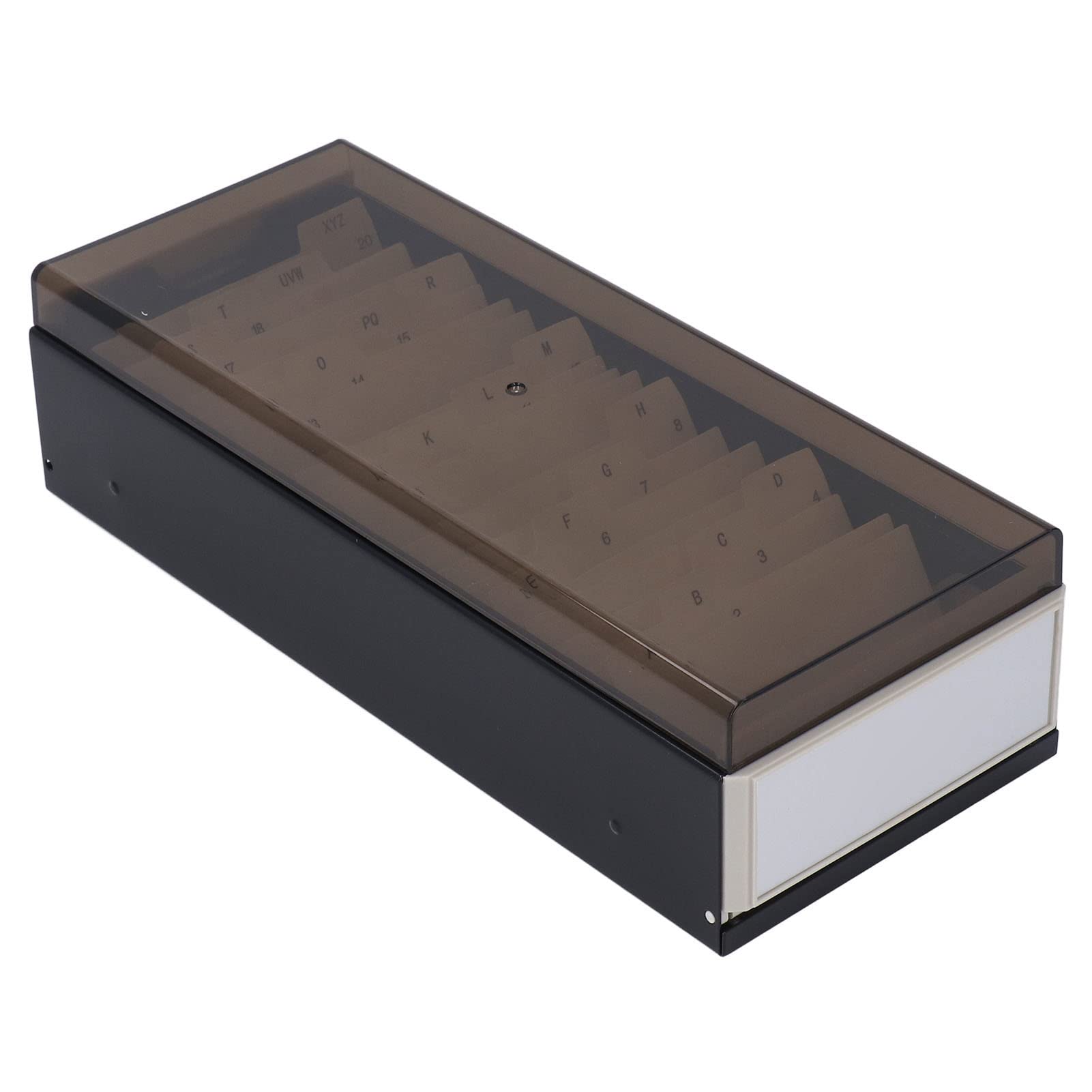 Qcwwy Business Card Holder, A To Z Index Extendable Business Card Box with Clear Cover Storage up to 800 Cards(Black)