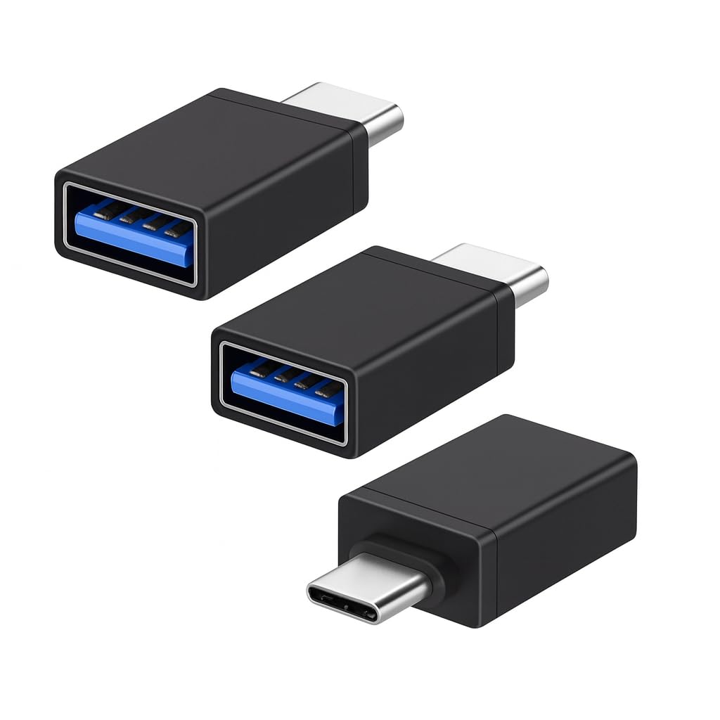 Cablen USB C to USB Adapter 3 Pack – USB Type C Male to USB 3.0 Female Converter – Compatible with MacBook Pro/Air, iPad, iPhone 16/15 Pro Max, Galaxy S25/S24/S23, Pixel, Portable SSD, HDD & More