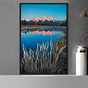 signwin Framed Canvas Wall Art Mountain Lake View...