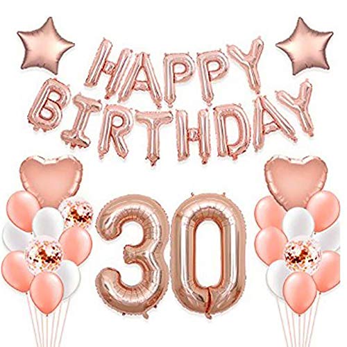 Birthday Decorations, Golden Party Supplies for Women Girls, Rose Gold