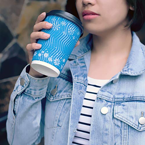 Coffee Cups with Lids 12 oz - Extra Thick Insulated Cups - Eco-Friendly and Recyclable - To Go Cups for Hot and Cold Liquids with Leak-Proof Lids and Corrugated - 50 Sets - Thumbnail 4