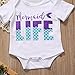 Canis Baby Boy Girl Romper Mermaid Life Letter Print Jumpsuit Playsuit Outfits (0-6 Months) White