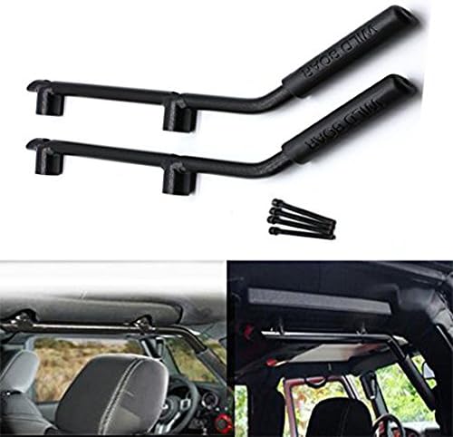 DINGYU Solid Steel Rear Grab Handles Interior Side Grab Handle Bar for Jeep Wrangler Jk 2/4 Door 2007-2017 Hard Mount Black